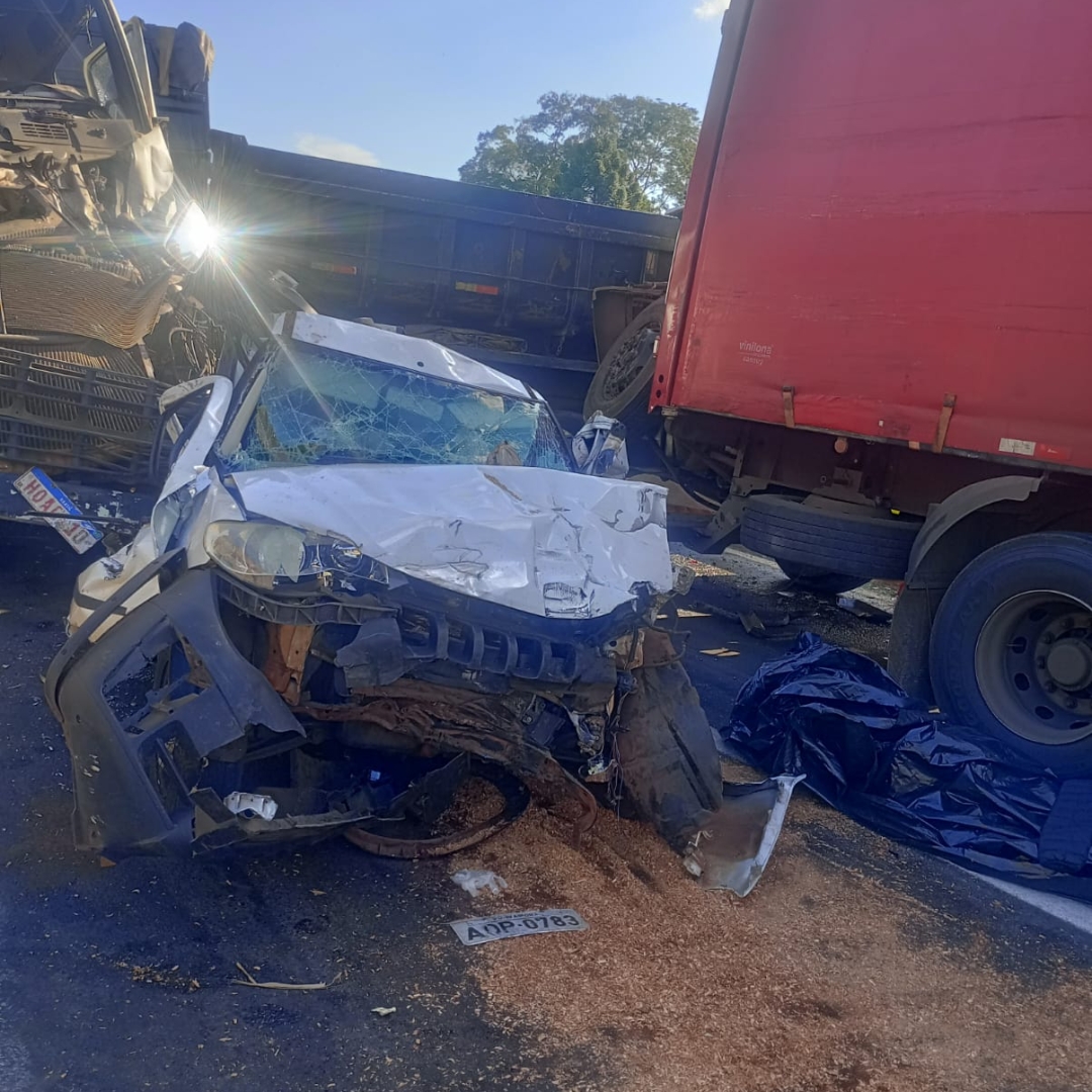 CAMINHÃO SEM FREIOS PROVOCA ENGAVETAMENTO E MATA MOTORISTA NA BR-376, EM ORTIGUEIRA