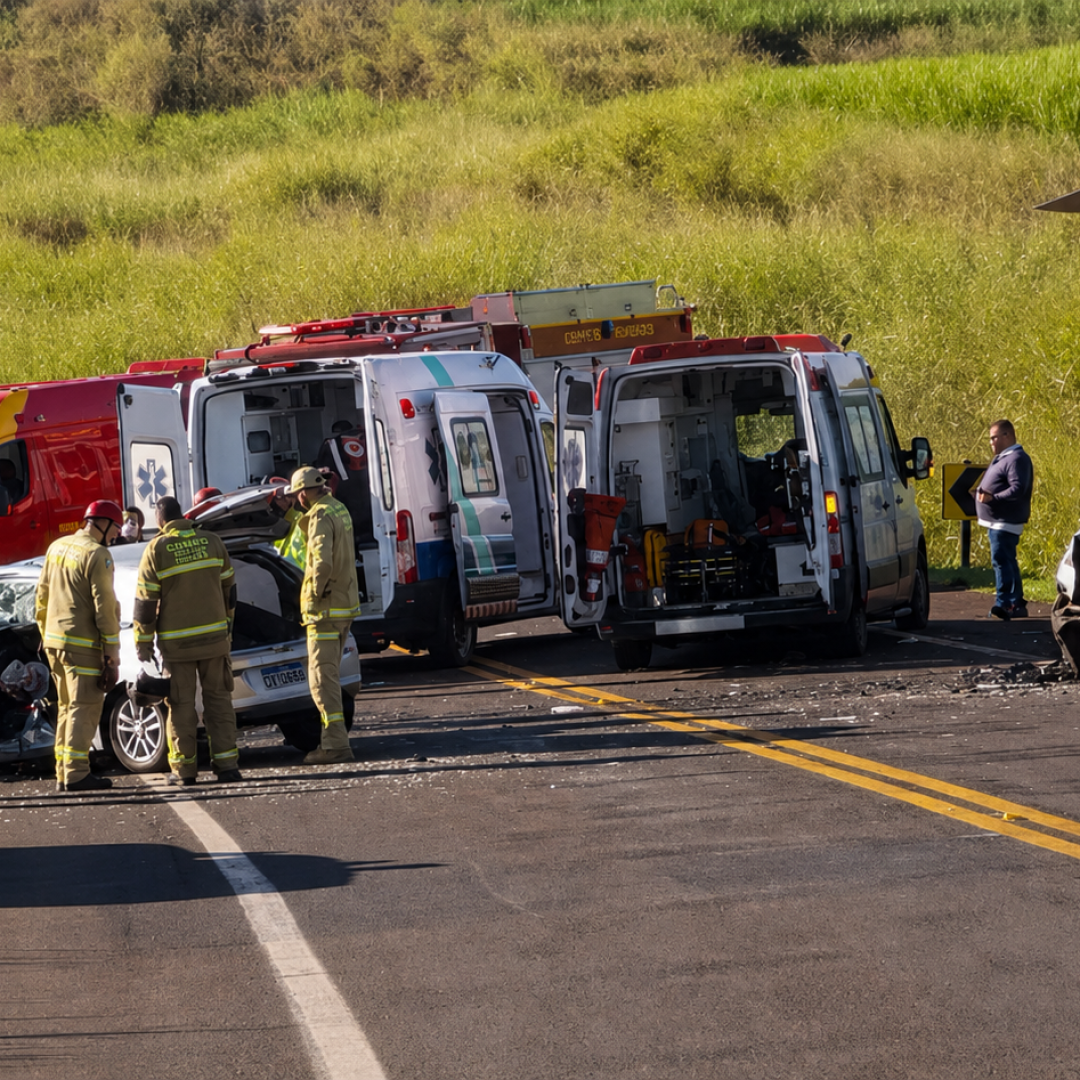 DUAS PESSOAS MORREM E TRÊS FICAM FERIDAS EM ACIDENTE NA BR-369, EM BANDEIRANTES 