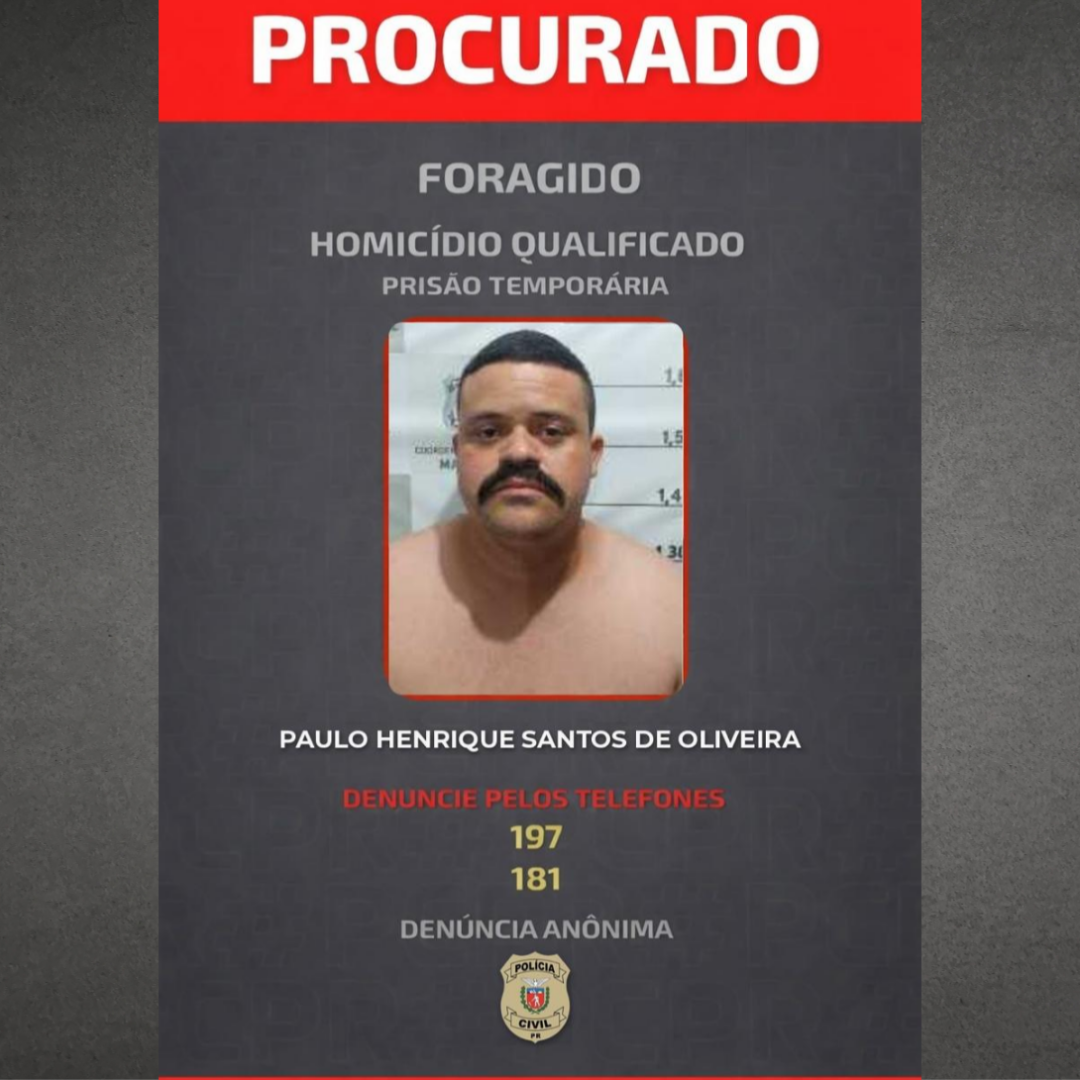 POLÍCIA CIVIL DIVULGA FOTO DE SUSPEITO DE HOMICÍDIO EM LONDRINA; INVESTIGADO NÃO FOI LOCALIZADO