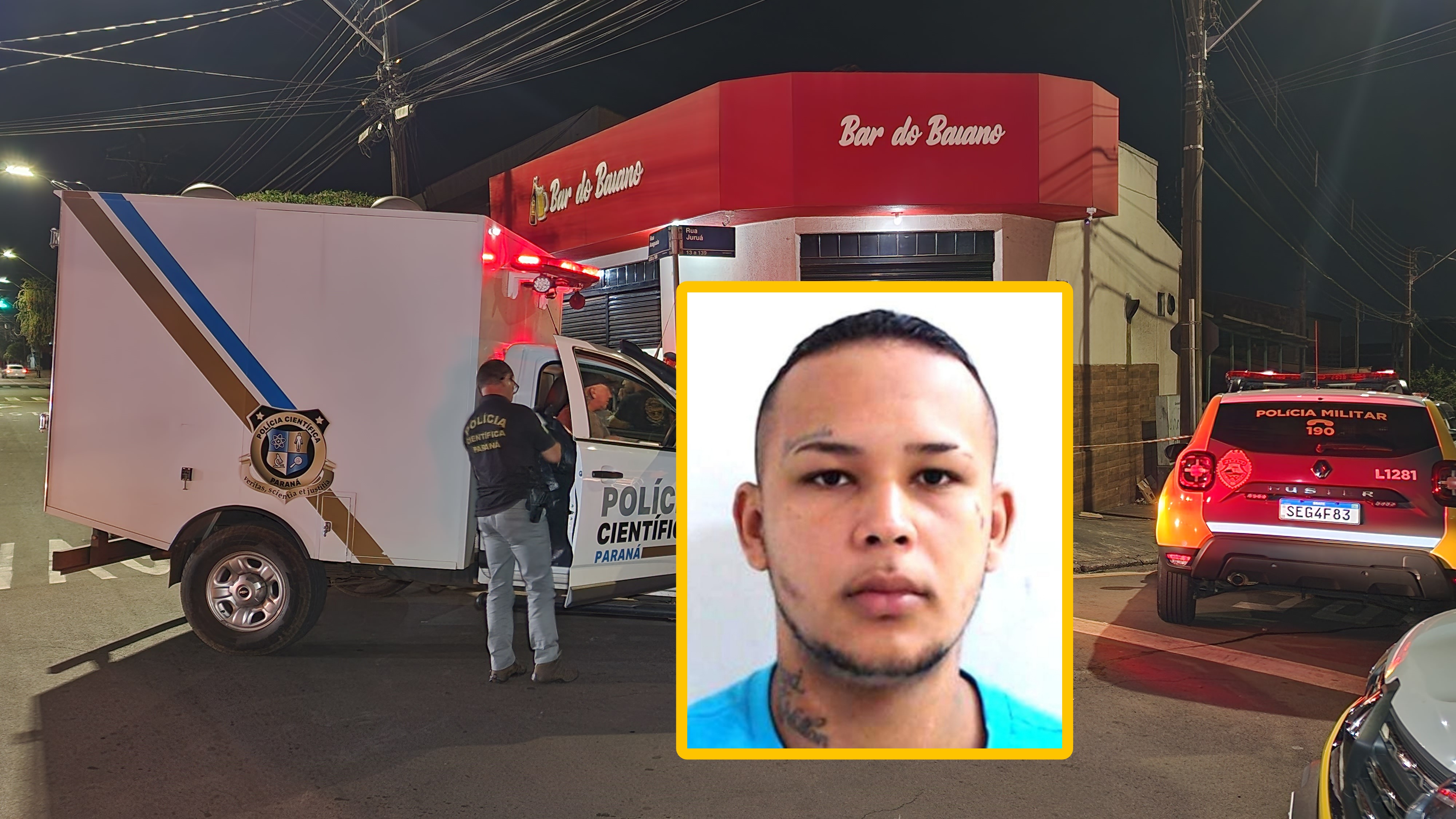 HOMEM MORRE APÓS TROCAR TIROS COM POLICIAL DENTRO DE BAR DURANTE TENTATIVA DE ASSALTO EM LONDRINA 