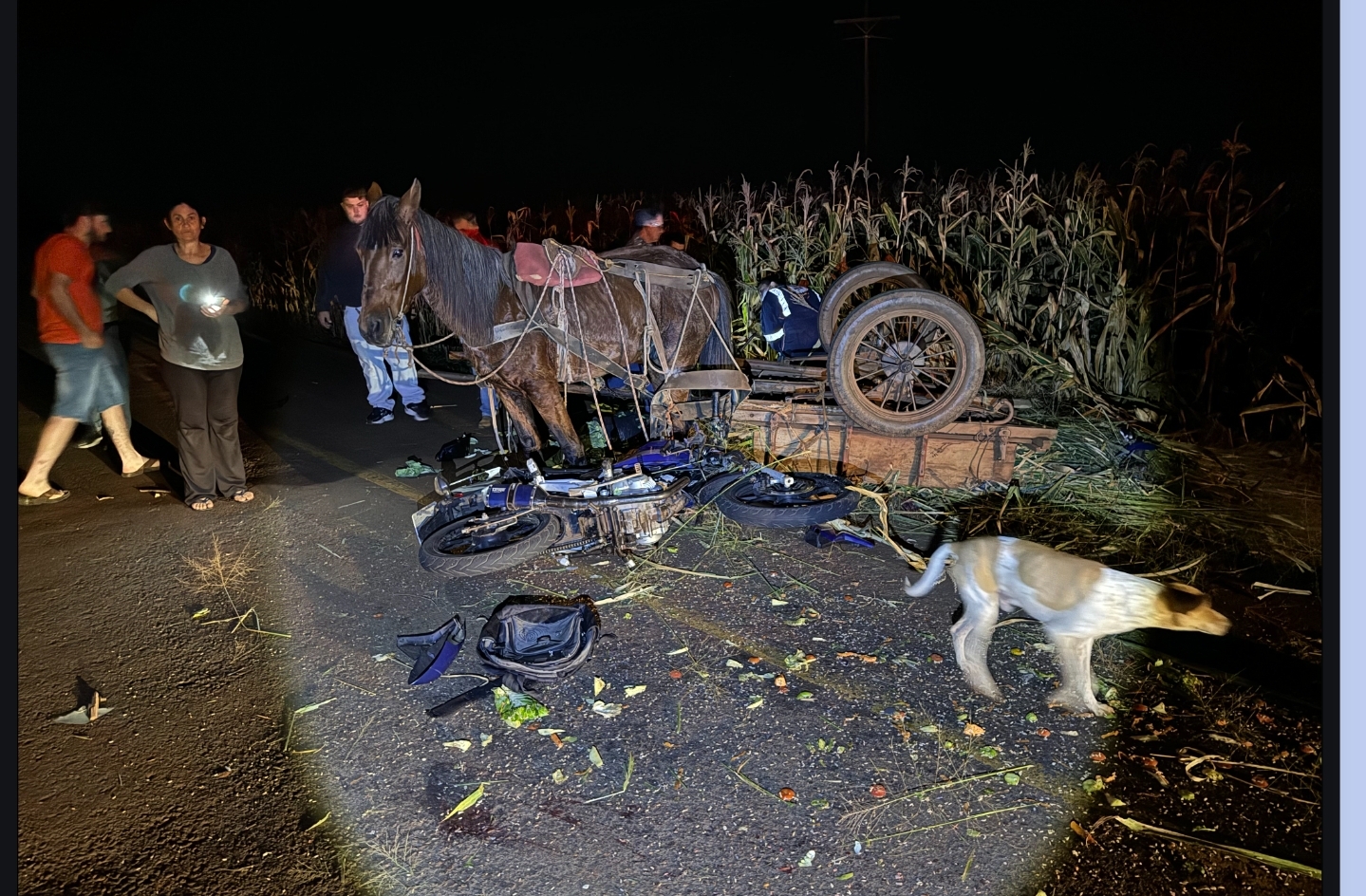 JOVEM MORRE APÓS BATER MOTO CONTRA CARROÇA EM SÃO JOÃO DO IVAÍ 