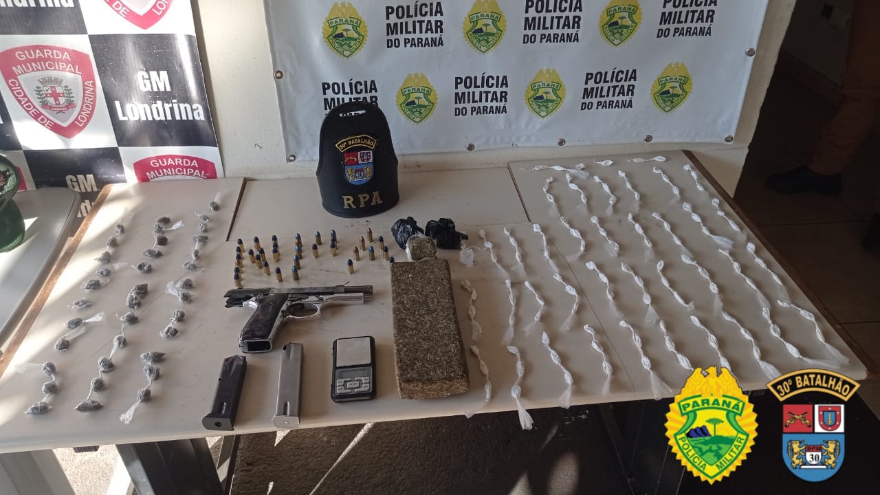 POLÍCIA MILITAR APREENDE MENOR, ARMA E DROGAS NA ZONA NORTE DE LONDRINA 